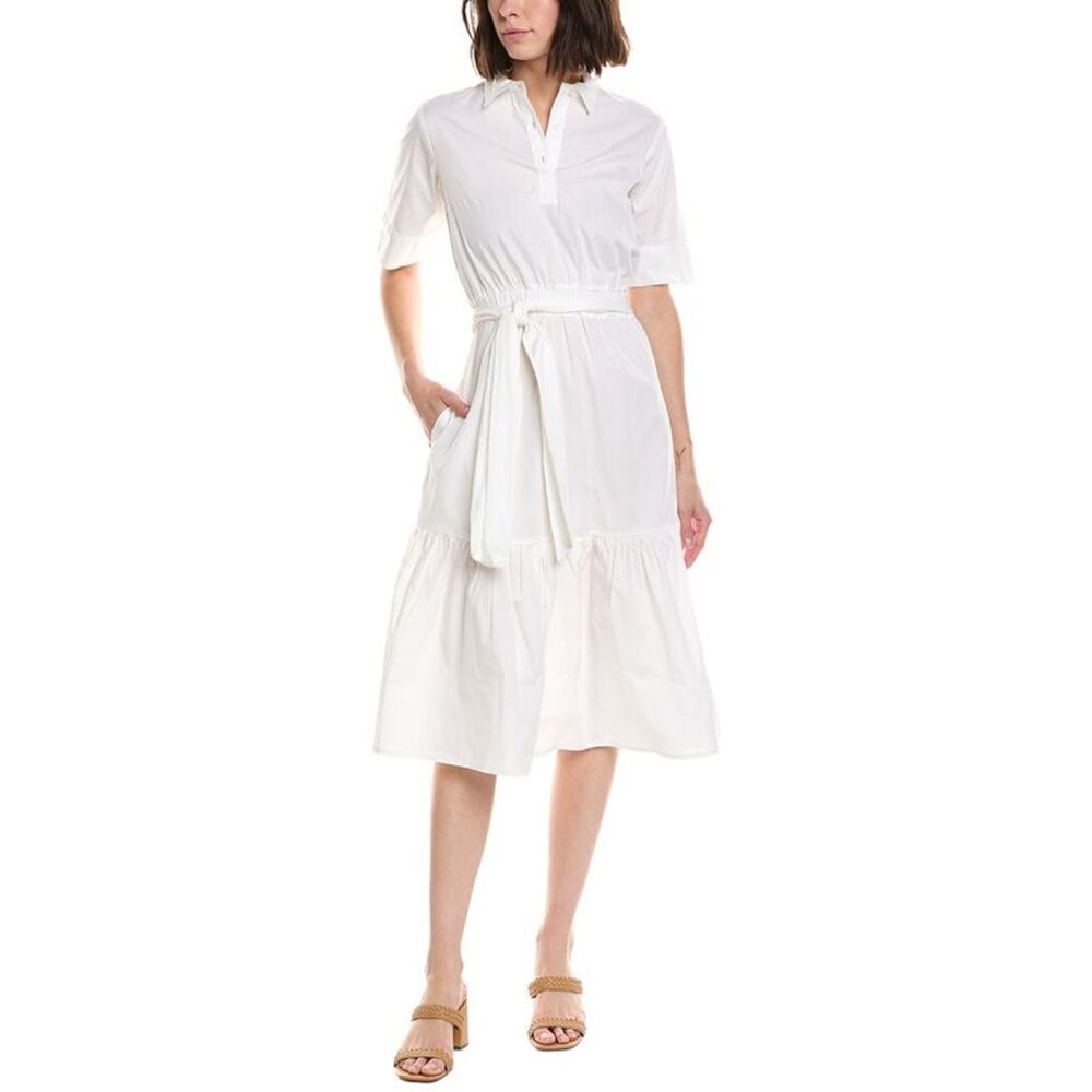 Stella Parker Womens  Nicolette Drop Waist Midi Shirtdress, White